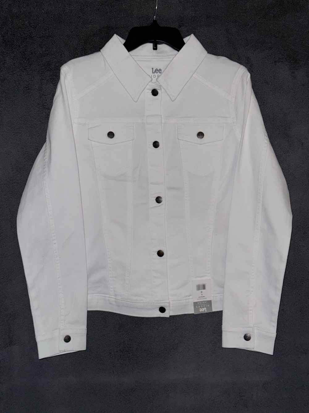 NWT Lee Riders White Button-Front Denim Jacket Size Large